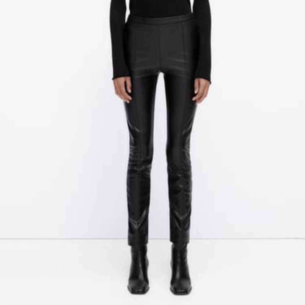 FAUX LEATHER LEGGINGS BLACK SIZE M